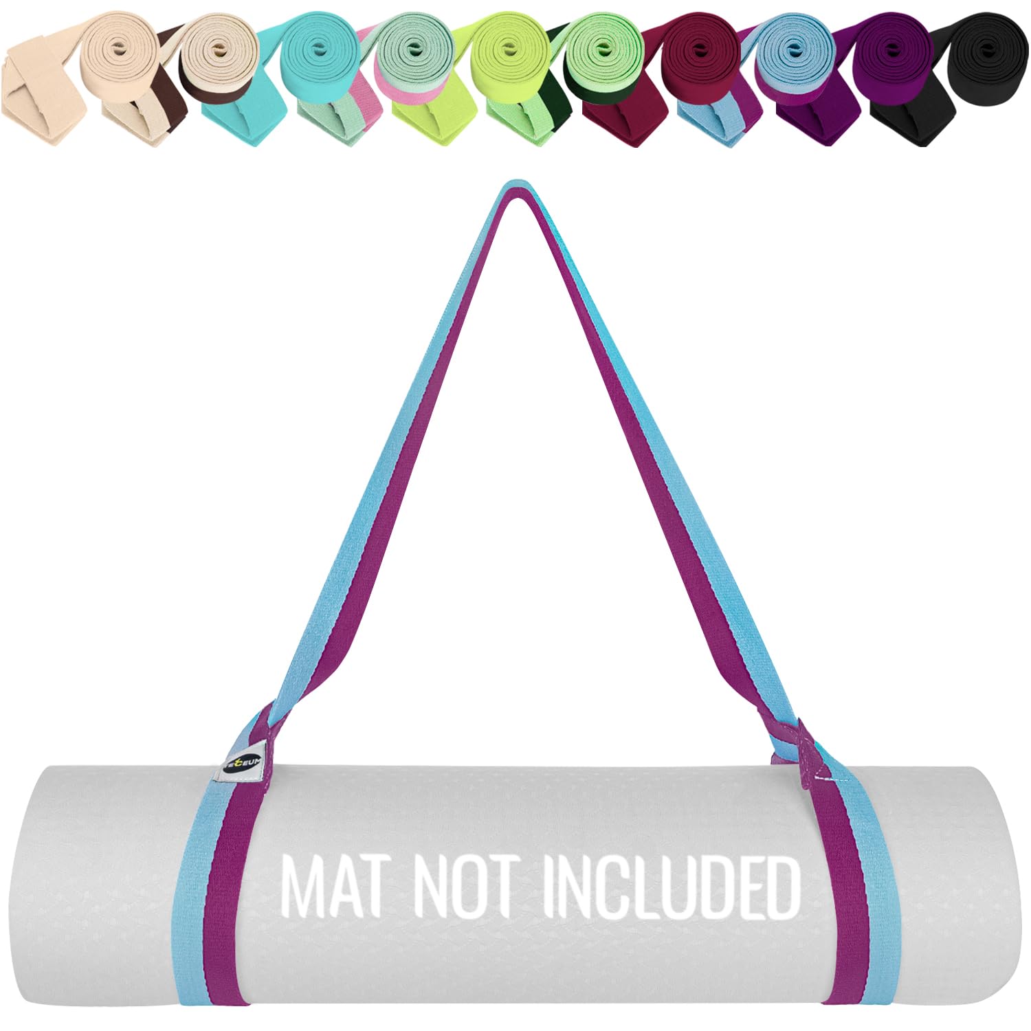 TECEUM Premium Yoga Mat Strap - Soft & Thick Cotton Carrier for All Mats
