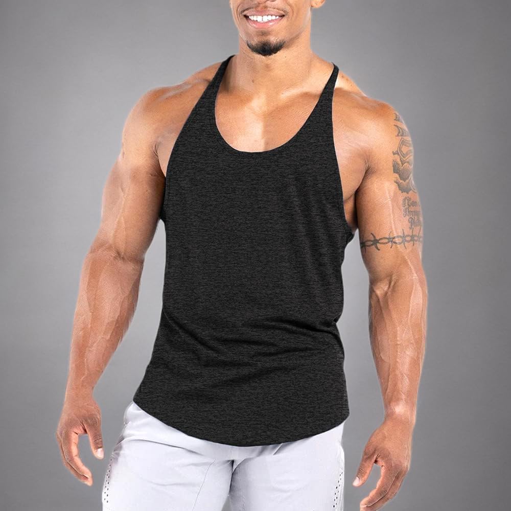 Men's Workout Stringer Tank Tops Athletic Quick Dry Y-Back Tops Bodybuilding Muscle Shirts for Gym(1 Or 3 Pack) - Image 6