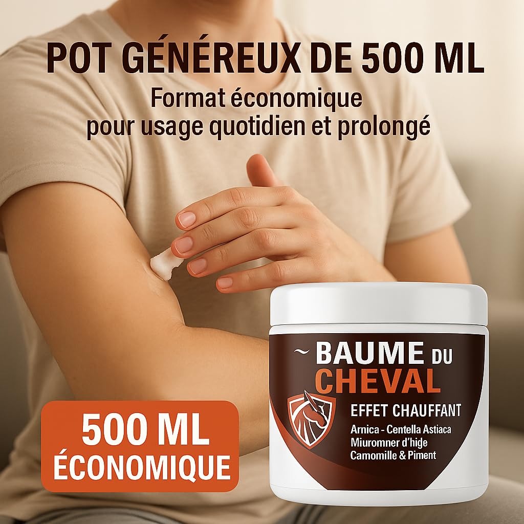 Baume du Cheval Extra Fort 500 ml – Crème Corporelle Régénérante aux Herbes pour Muscles et Articulations – Soulagement Vitalisant pour le Corps – Format Maxi – Dragon
