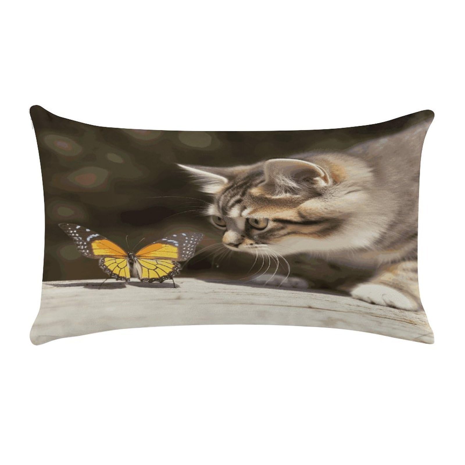 Cat and Butterfly Pillow Cover Super Soft Pillowcase Luxury Cozy Fuzzy Velvet Pillow Shams Breathable Standard Pillow Cases with Zipper Wrinkle-Free Pillow Cover 12 "×20 "