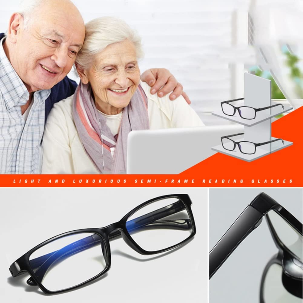 6 Sztuk Jasnoniebieskich Okularów Do Czytania, Prostokątne Okulary Do Czytania Nerd, Przeciwzmęczeniowe I Przeciwodblaskowe/Black/3.5