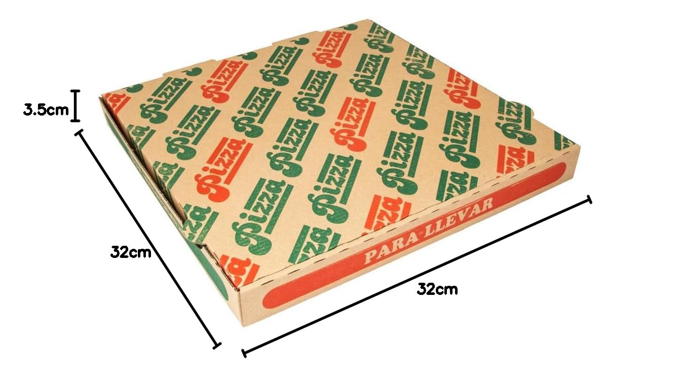 García de Pou 148.23 Cajas de Pizza Microcanal Ecológicas, 32 x 32 x 3.5 cm, Set de 100, Natural