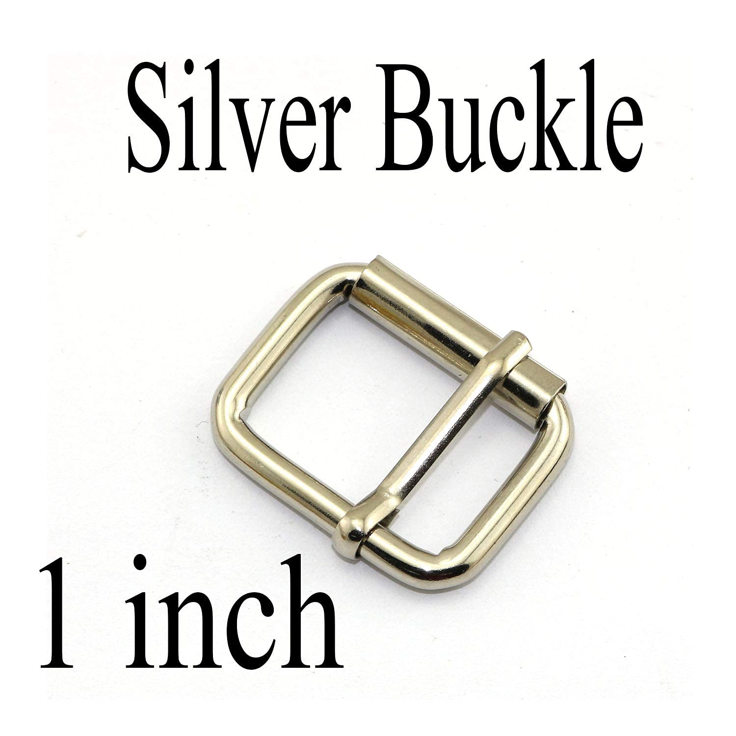 RuiLing 12pcs 1" Silver Belt Buckle With Roller Adjustable Rectangle Ring Tri-Glide DIY Leather Craft Garment Accessories for Shoes Backpack Clothes Bag Strap Metal Pin Buckles 25x18mm 3