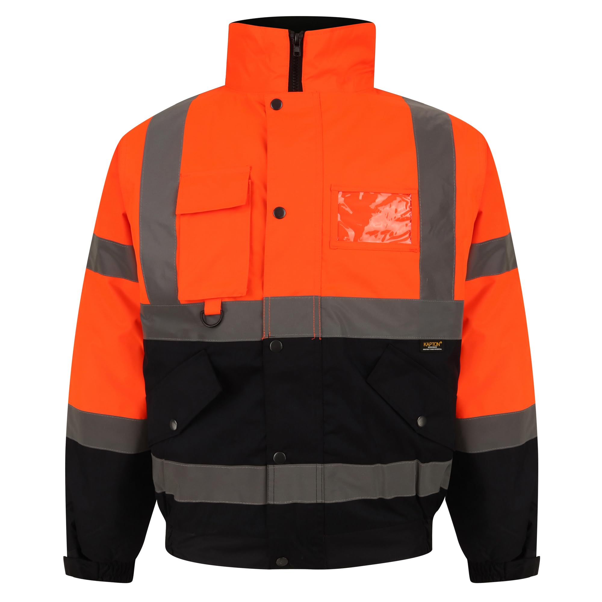 Hi Vis Viz Bomber Jacket High Visibility Workwear Safety Security Hooded Padded Waterproof Taped Seams Work Wear Coat Top Plus Size S-2XL