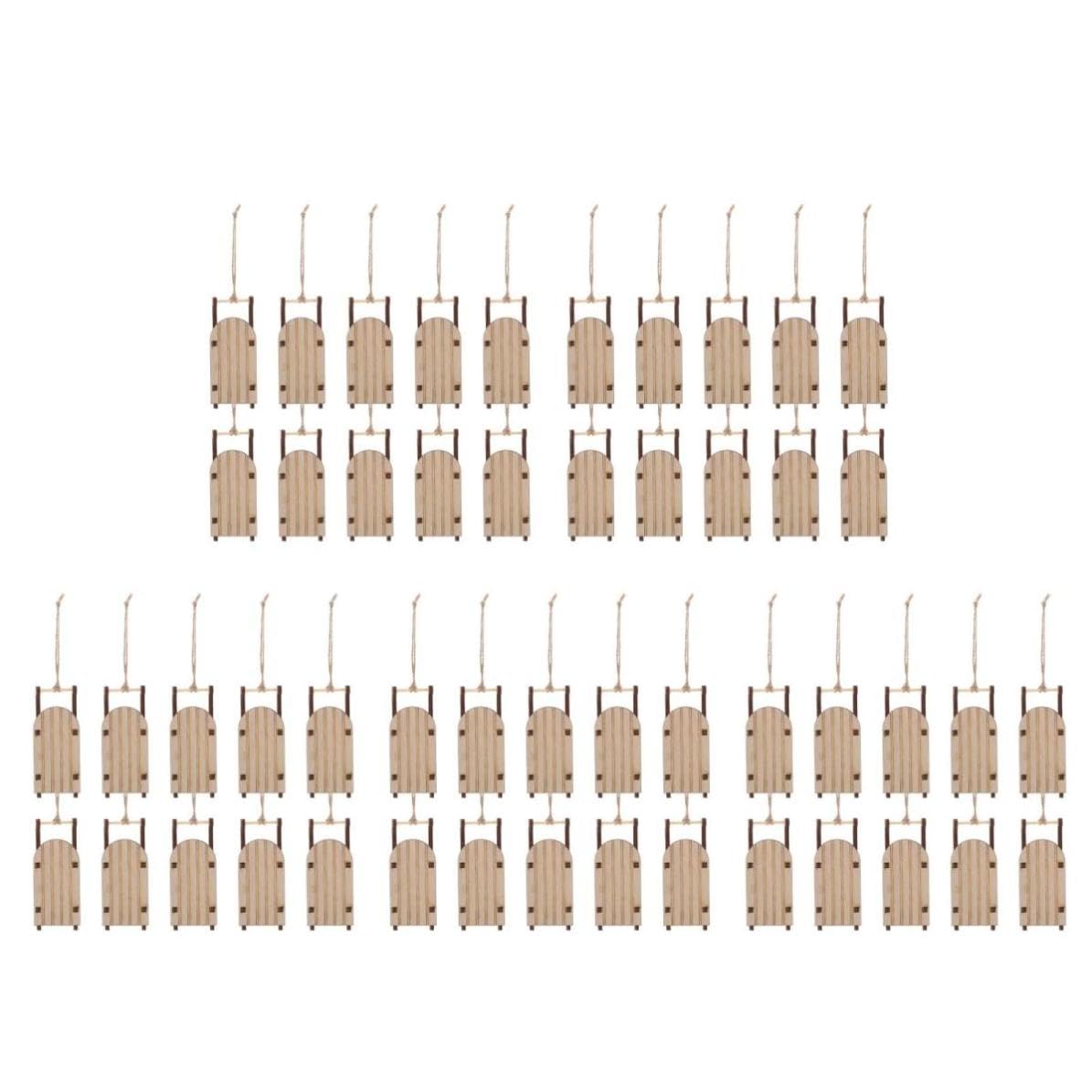 Toyvian 50 Stück Kleiner Weihnachts Schlittenverzierung zum Hängen, Beige