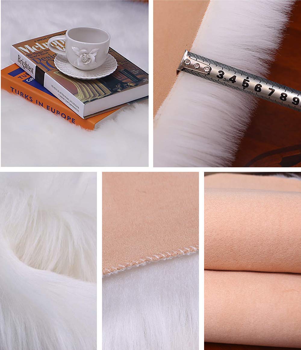 Nicole Knupfer Teppich Runden Faux Lammfell Schaffell,Lammfellimitat Teppich Kunstfell Dekofell Longhair Fell Nachahmung Wolle Bettvorleger Sofa Matte (Weinrot,100 x 100cm)