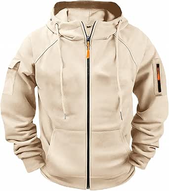 YuKaiChen Mens Zipper Hoodie Casual Hooded Sweatshirt Fleece Jacket Black L - View #5