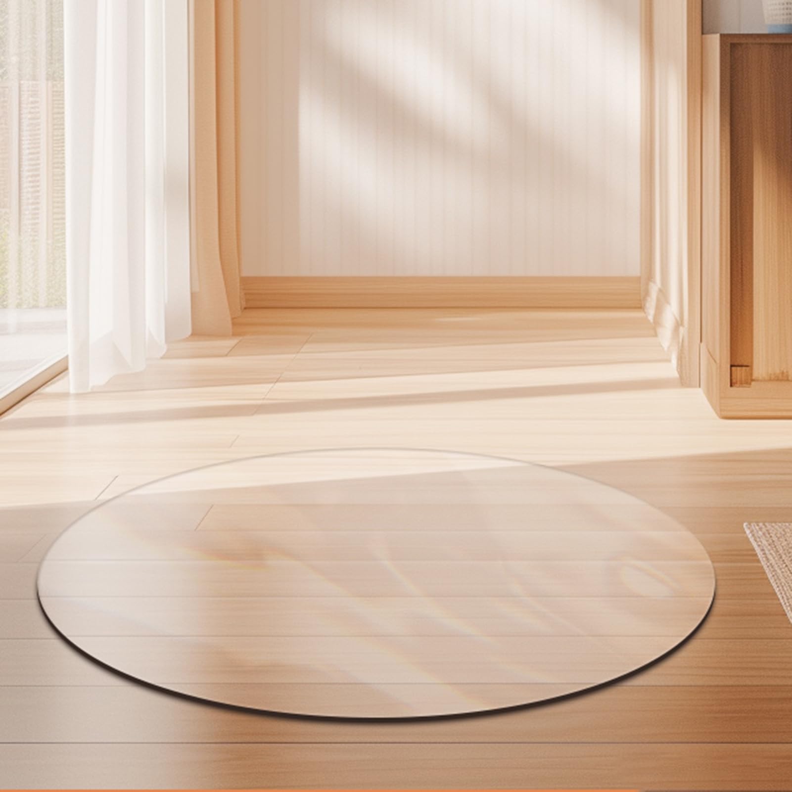 Alfombra Silla Oficina Redonda,Protector Suelo Transparente,Tapete Antideslizante para Parquet,Alfombras Protector de Piso de Madera Dura,Debajo Escritorio PVC (75cm,3mm)