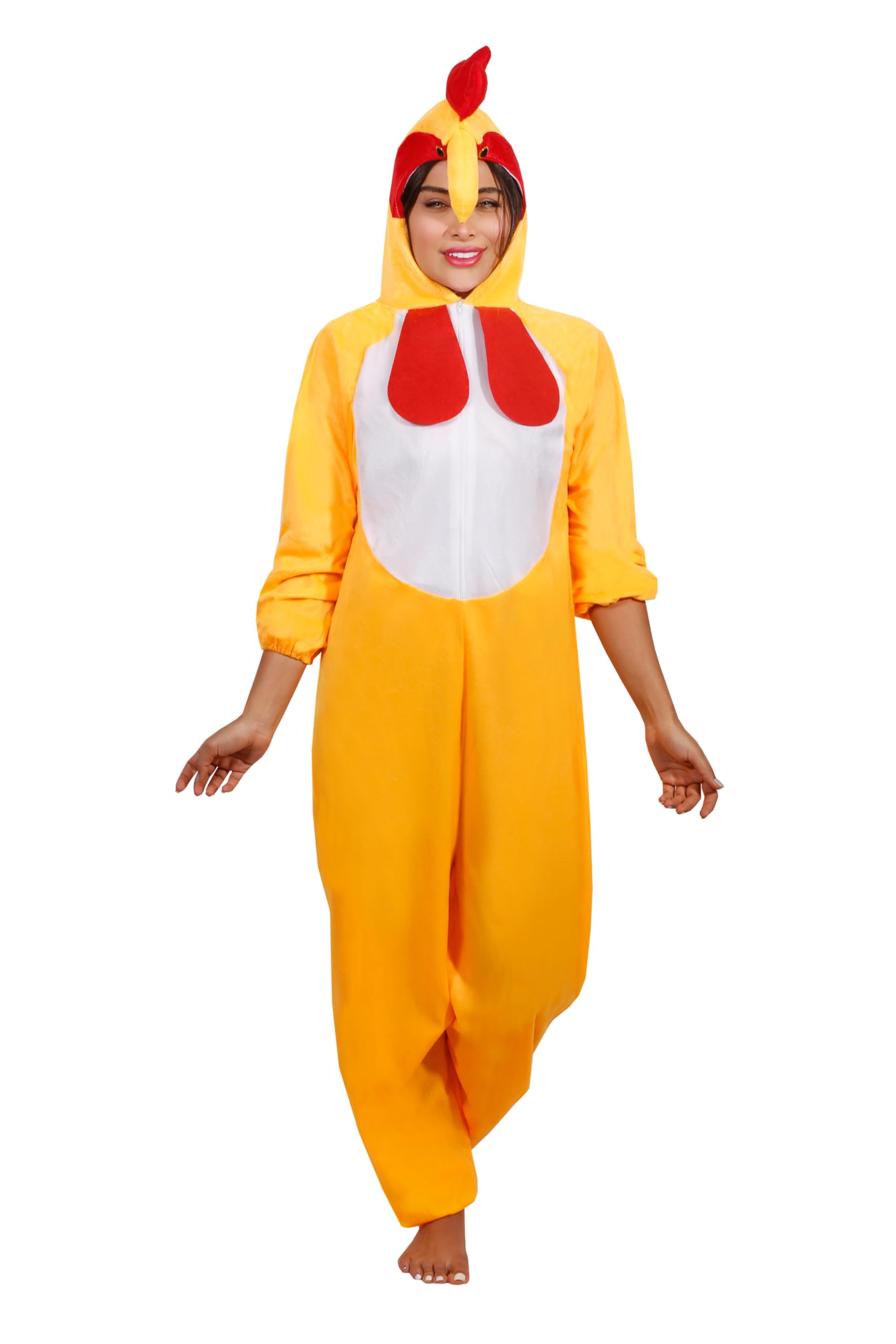 Adult Animal Costumes Unisex Pajamas Fancy Dress Outfit Cosplay Onesies (Yellow Rooster) - Image 2