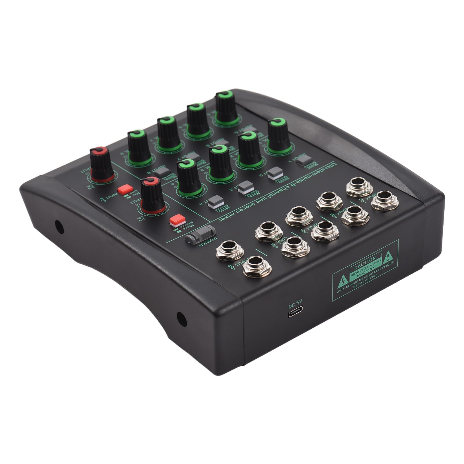 Mélangeur 8 Canaux Professionnel Faible Bruit Avec Commutation Stéréo Mono Idéal Pour Performances En Direct Dans Stades Et Événements Connecteurs 35 Mm Et Alimentation Type C