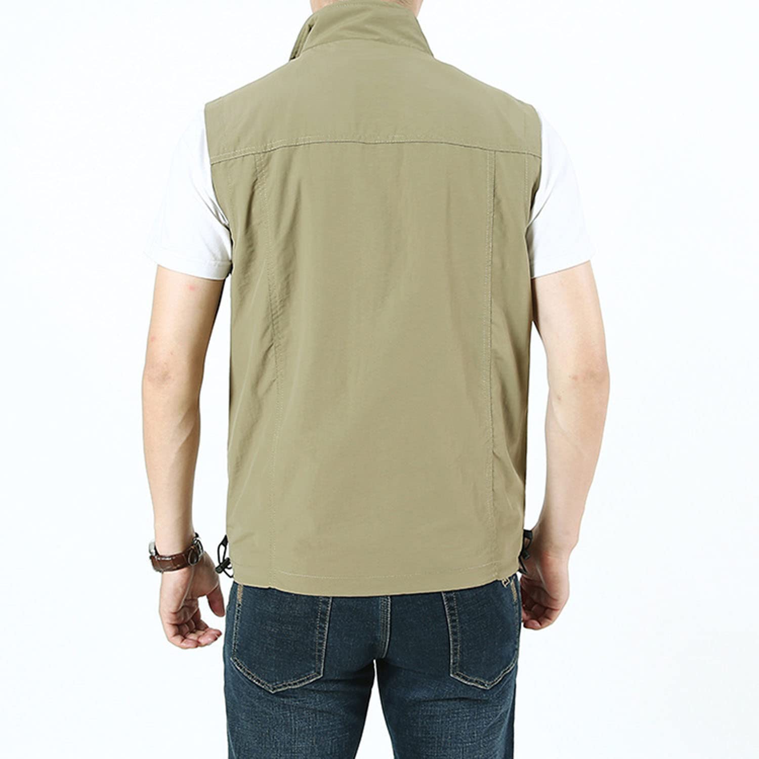 Chaleco Hombre Primavera Otoño Deportes Al Aire Libre Chaleco Sin Mangas Multibolsillos Casual Transpirable Chaqueta para Pesca Viaje