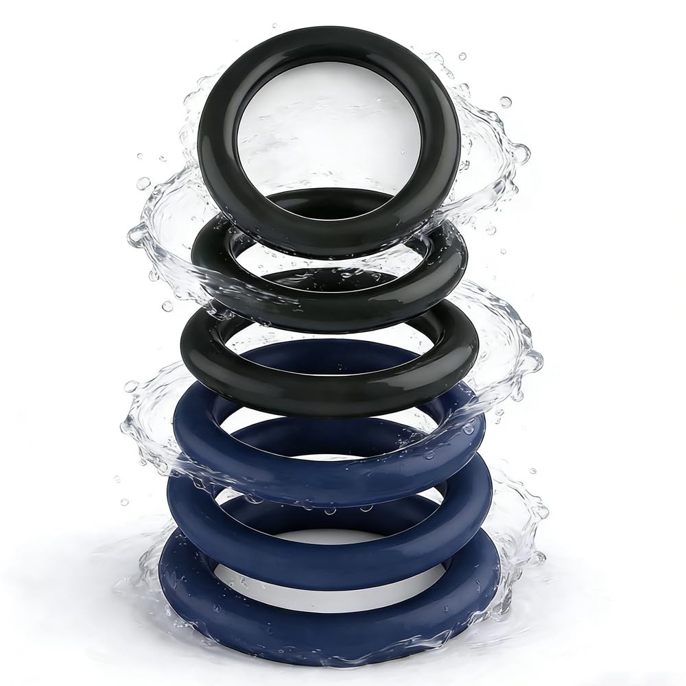 6Pcs Cock Ring Silicone Penis Ring Set Multiple Sizes Cockring Cock Sex Toys for Men Erection Long Lasting