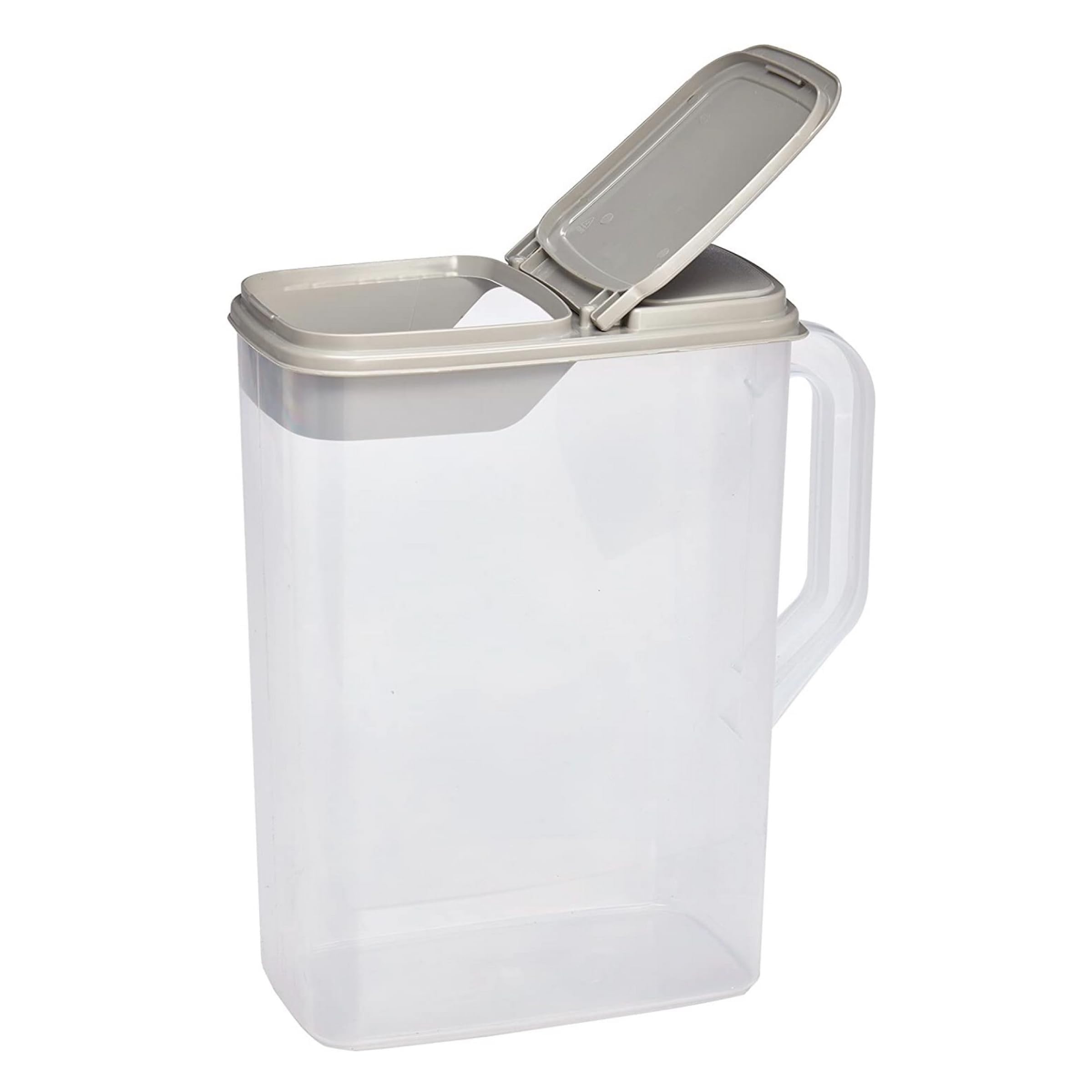 Buddeez Pet Food Storage Container - 8 Quart Capacity Dog / Cat Food & Bird Seed Container with Durable EZ Grip Handle, Flip Gray Lid (includes 1 Cup Clear Scoop)