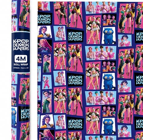 KPOP Demon Hunters Wrapping Paper Roll Multicolour K-Pop Gift Wrap Wrapping Paper for Birthdays Parties & Presents Official Netflix K-Pop Demon Hunters Roll Wrap for Kids Teens & Fans