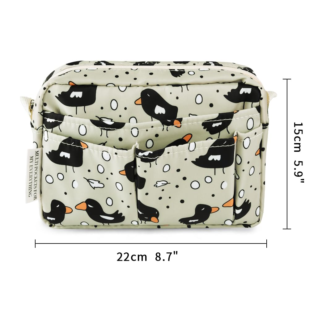 E-WEICHEN Organizador de cartera de múltiples bolsillos con cremallera, bolsa de maquillaje, artículos esenciales de viaje para mujeres, bolsa simple impermeable para lápices, bolsa de papelería para