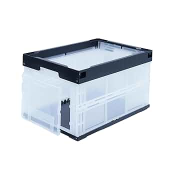 専用松本産業 折りたたみコンテナ 50L フタ付き 1面扉付き 窓付き4個セット Amazon | 松本産業 折りたたみコンテナ 50L (ブラック/クリア