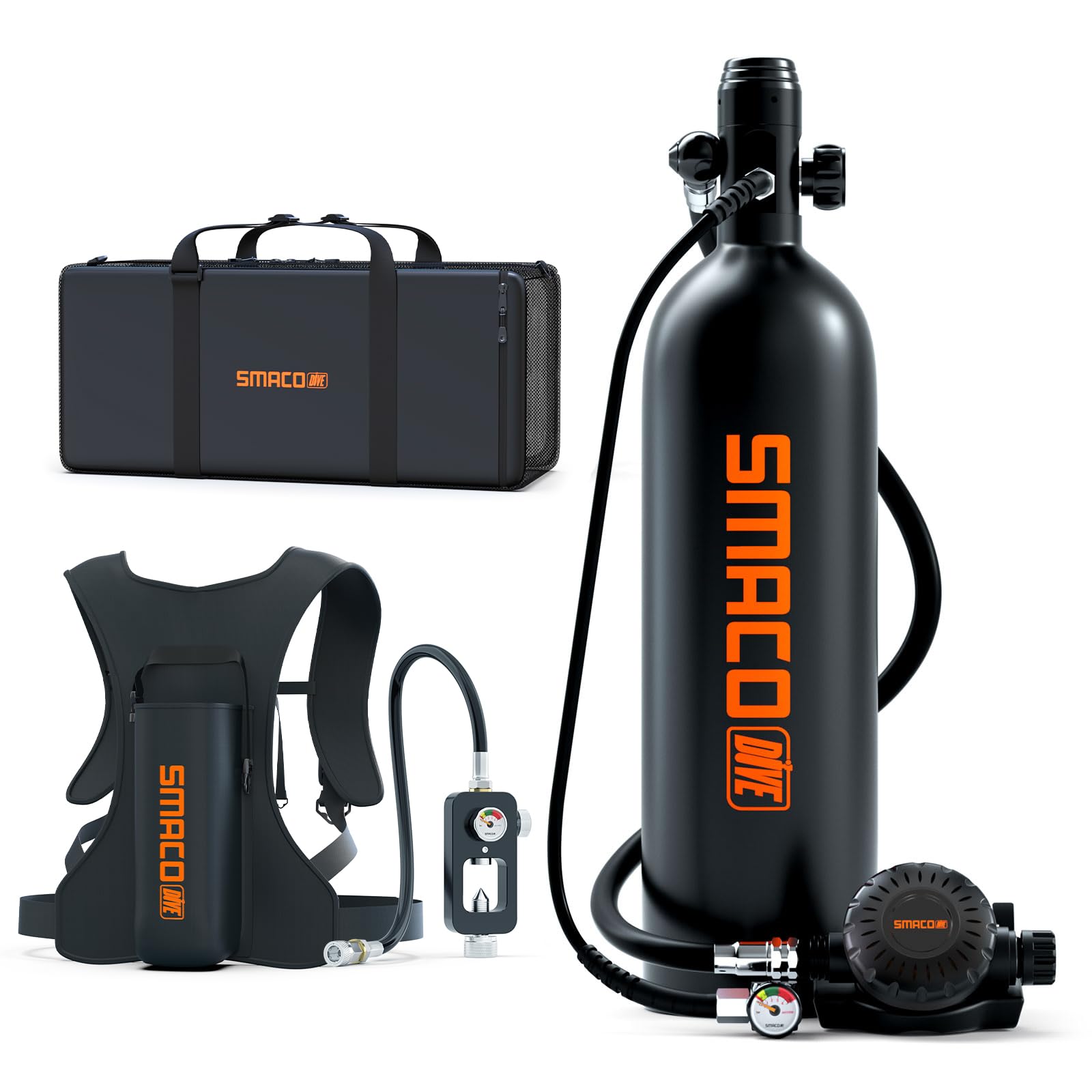 SMACO S700 Plus Mini Scuba Tank, 1.9L Portable Diving Lung Air Tank