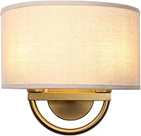 JIMUBEAM Industrial 2-Light Wall Sconce with Linen Fabric Shade - Vintage Double Wall Lamp for Bedroom Hallway Living Room Bathroom