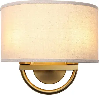 Industrial 2-Light Wall Sconce Fixtures with Linen Fabric Shade