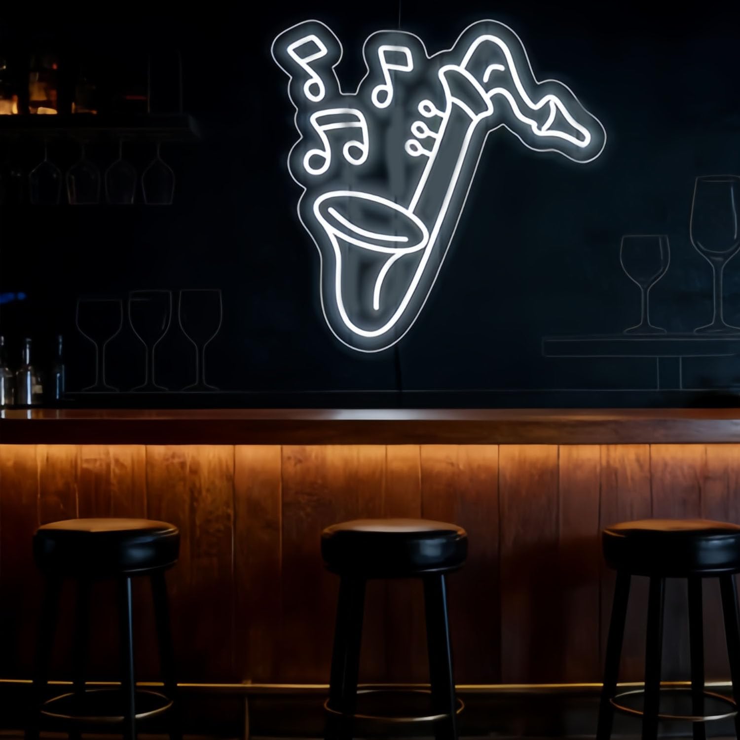 Neonowy znak saksofonu, muzyka jazz, neonowe znaki LED, do pokoju nagraniowego, pokazu na żywo, baru, jaskini, klubu, na imprezę