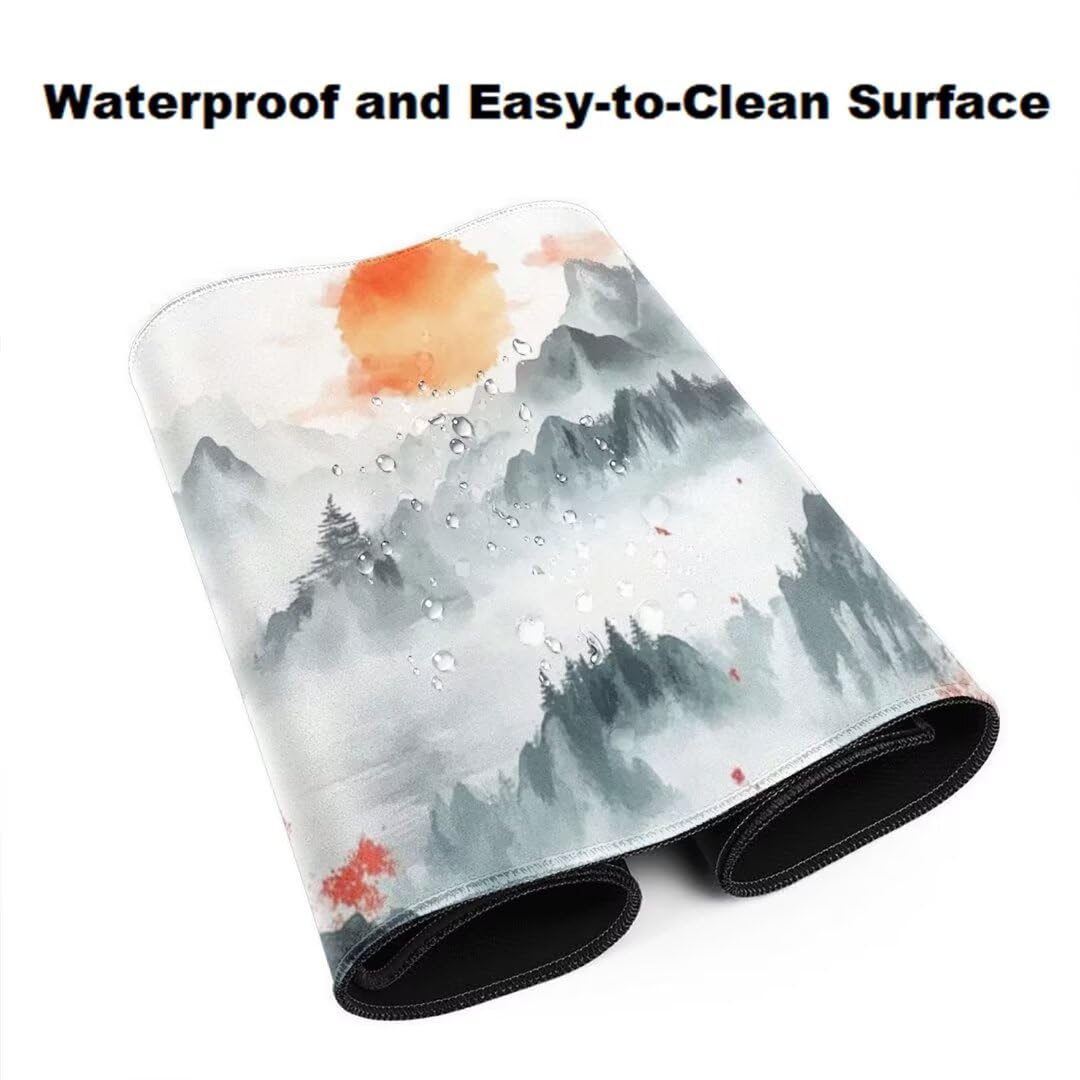 Japanisch Wind Mauspad 1600 x 800mm, Mousepad XXL Schreibtischunterlage Landschaft Mouse Pad, Gaming Mauspad Verbessert Präzision und Geschwindigkeit, Gaming-Mauspads für Pc und Gaming Zubehör qw105
