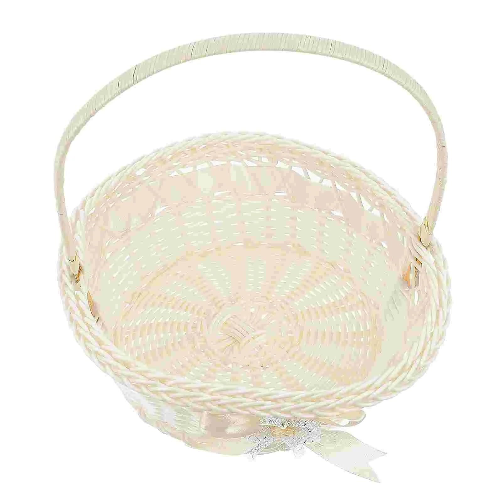 Cestini Per Le Ragazze In Fiore Del Matrimonio Cesto di fiori for matrimonio Confezione intrecciati Composizione in rattan fatto a mano Fornitura for feste Sposa nuziale