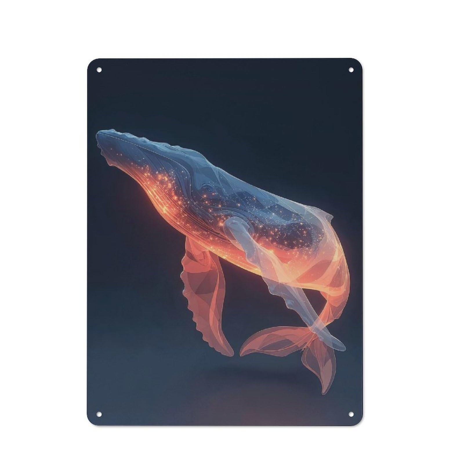 Junmoney Abstract Whale Vintage Tin Sign 40X30cm Featuring For Workshop Wall, Gift For Metal Sign Collectors During The Christmas Season