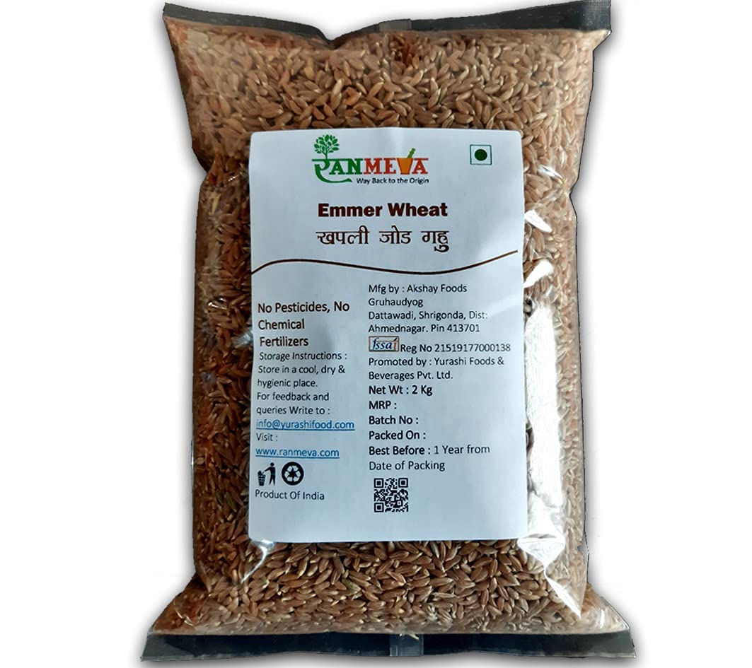 RANMEVA Way Back To The Origin Organic Emmer-Khapli-long wheat 2 kg, Low gluten No Chemical fertilizers and pesticides used