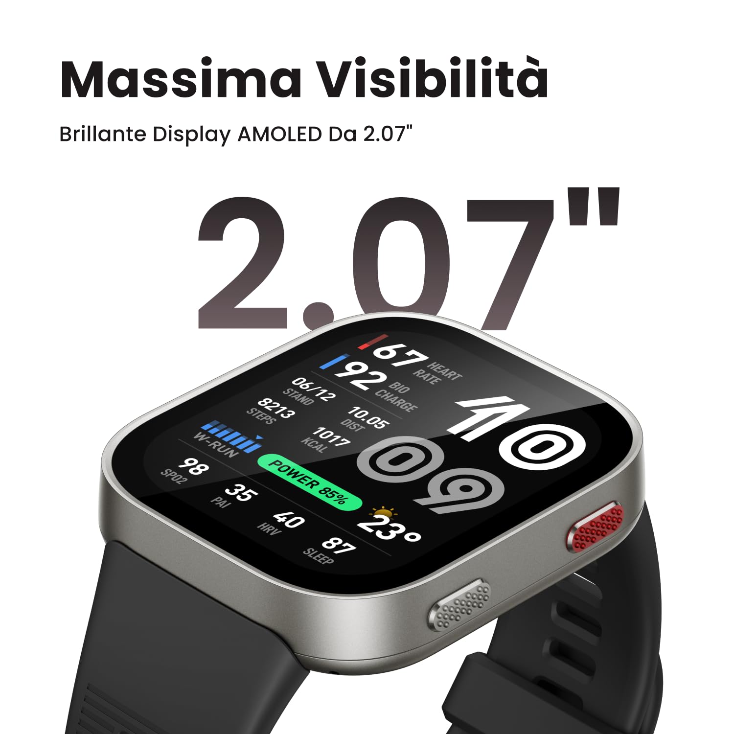 Amazfit Bip Max 50mm Smartwatch, Display AMOLED da 2.07", Autonomia fino a 20GG, GPS, 4GB, Mappe Offline, Fitness Tracker, Hybrid Training, 150+ Modalità Sportive, HYROX, 5 ATM per Android e iPhone