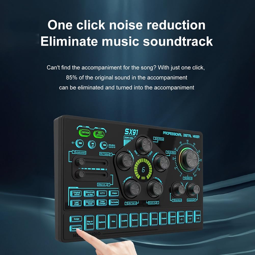SX91 Live Sound Card USB Sound Mixer Profesjonalny wzmacniacz konsoli miksującej audio do śpiewania na żywo PC Laptop telefon komórkowy