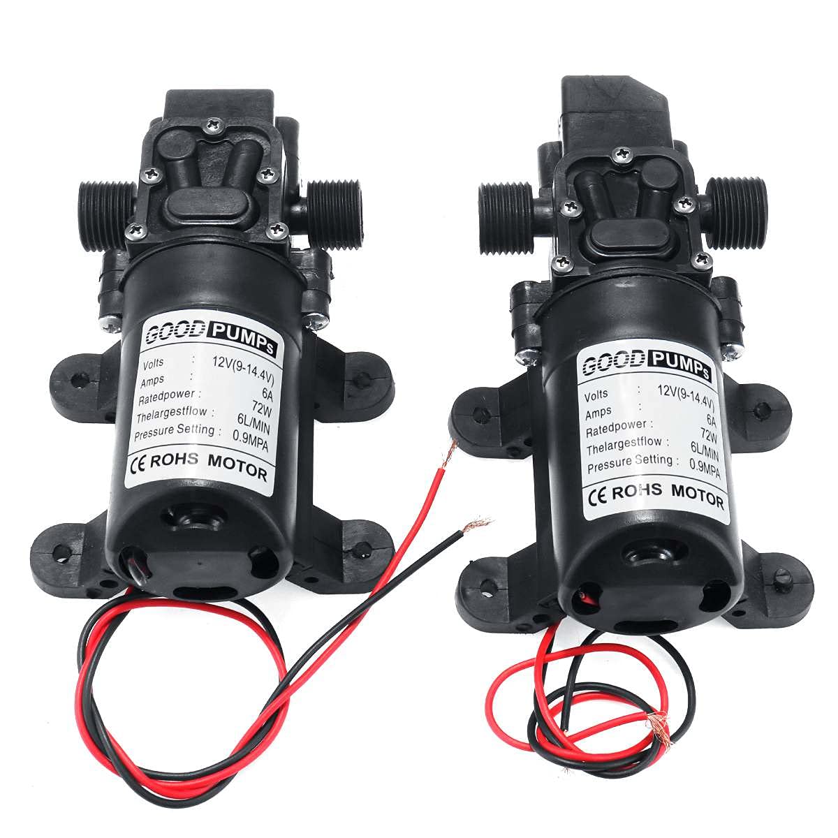 Bomba sumergible Bomba de agua ultra silenciosa Bomba de agua de diafragma de alta presión eléctrica negra de 6 l/min for lavado de autos, 12 V(12V 72 W-Straight)