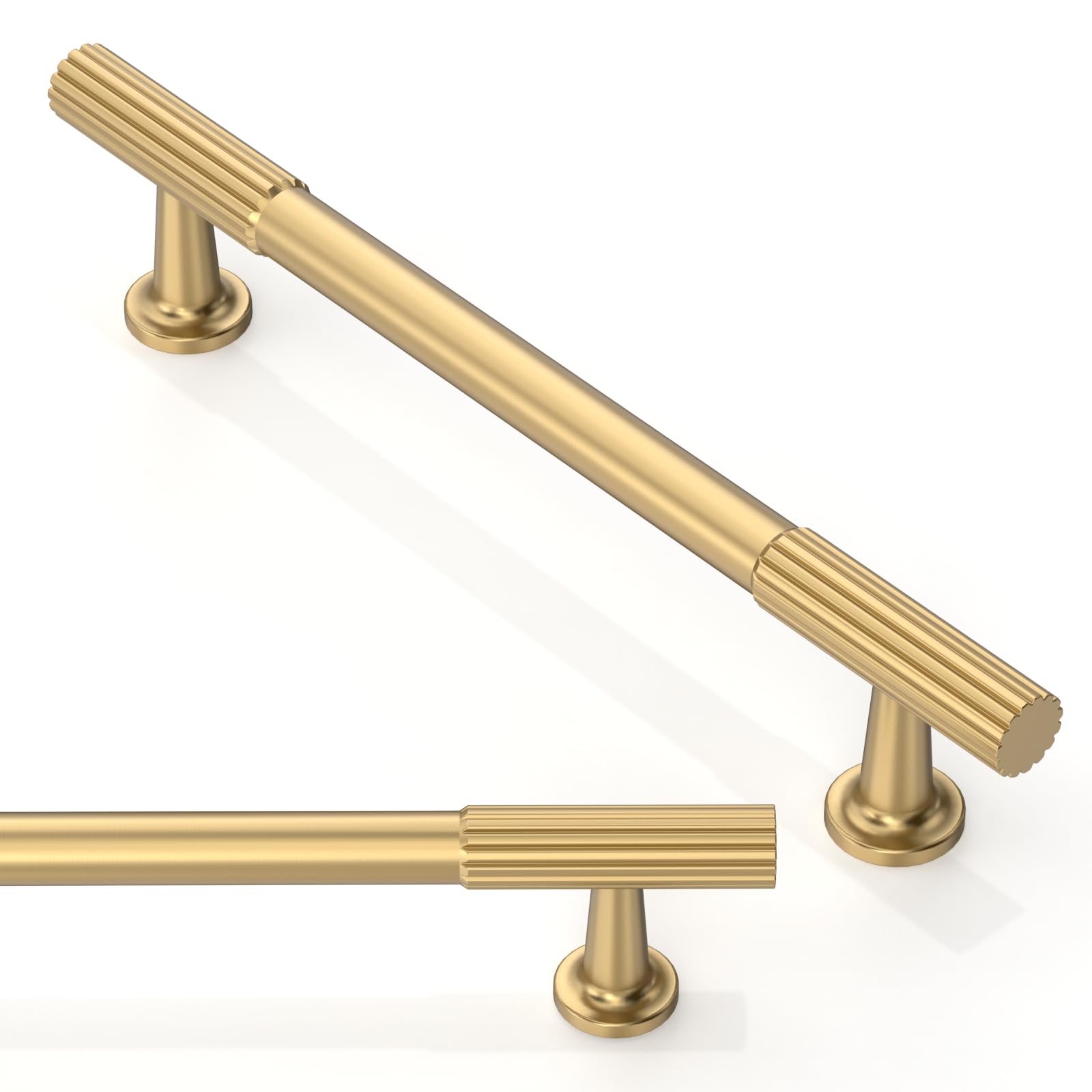 Photo 1 of Asimerdeco 10 Pack Brushed Brass Cabinet Pulls 5 Inch(128mm) Kitchen Cupboard Handles Solid Heavy Duty Zinc Alloy Drawer Pulls