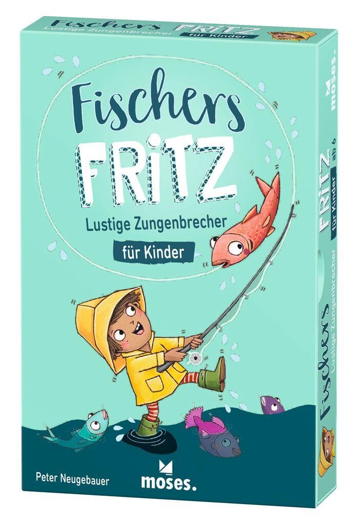 Moses. Fischers Fritz, Zungenbrecher Kartenspiel zur Sprachförderung, Kinderspiel für Grundschüler, witziges Lernspiel ab 6 Jahren und für 2-6 Spieler, Mehrfarbig Illustriert