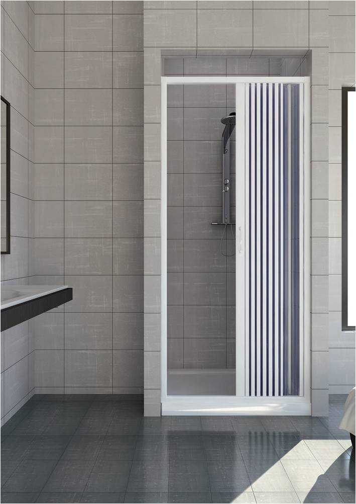 Rollplast BVEN2LONCC28080 - puerta de ducha a Fuelle, Diámetro 80 x 185 cm, PVC, un solo lado, hoja única, apertura lateral, blanca