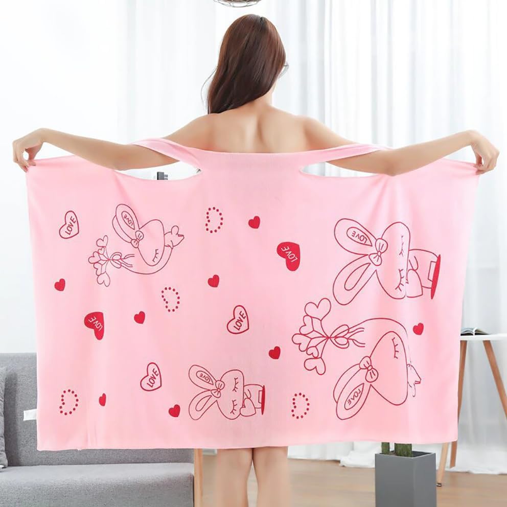 Women Bath Towel-Microfiber Wearable Bath Towel Soft Beach & Spa Shower Wear Bathrobe for Women & Girls Multicolor-Pack of 1