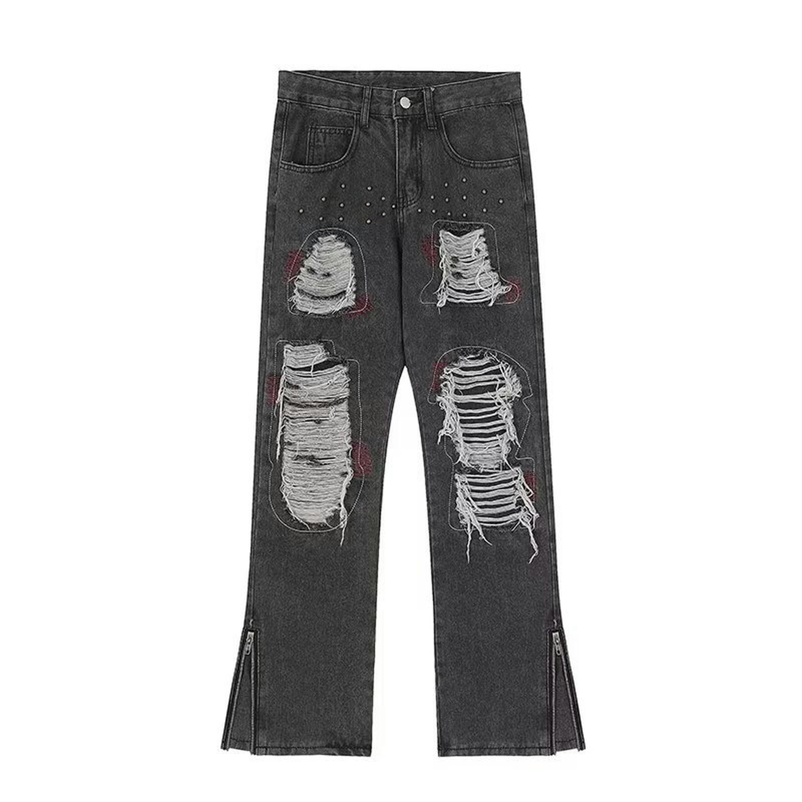 Jeans da Strada da Uomo Pantaloni Vecchi Larghi e Dritti - Blu - XXL