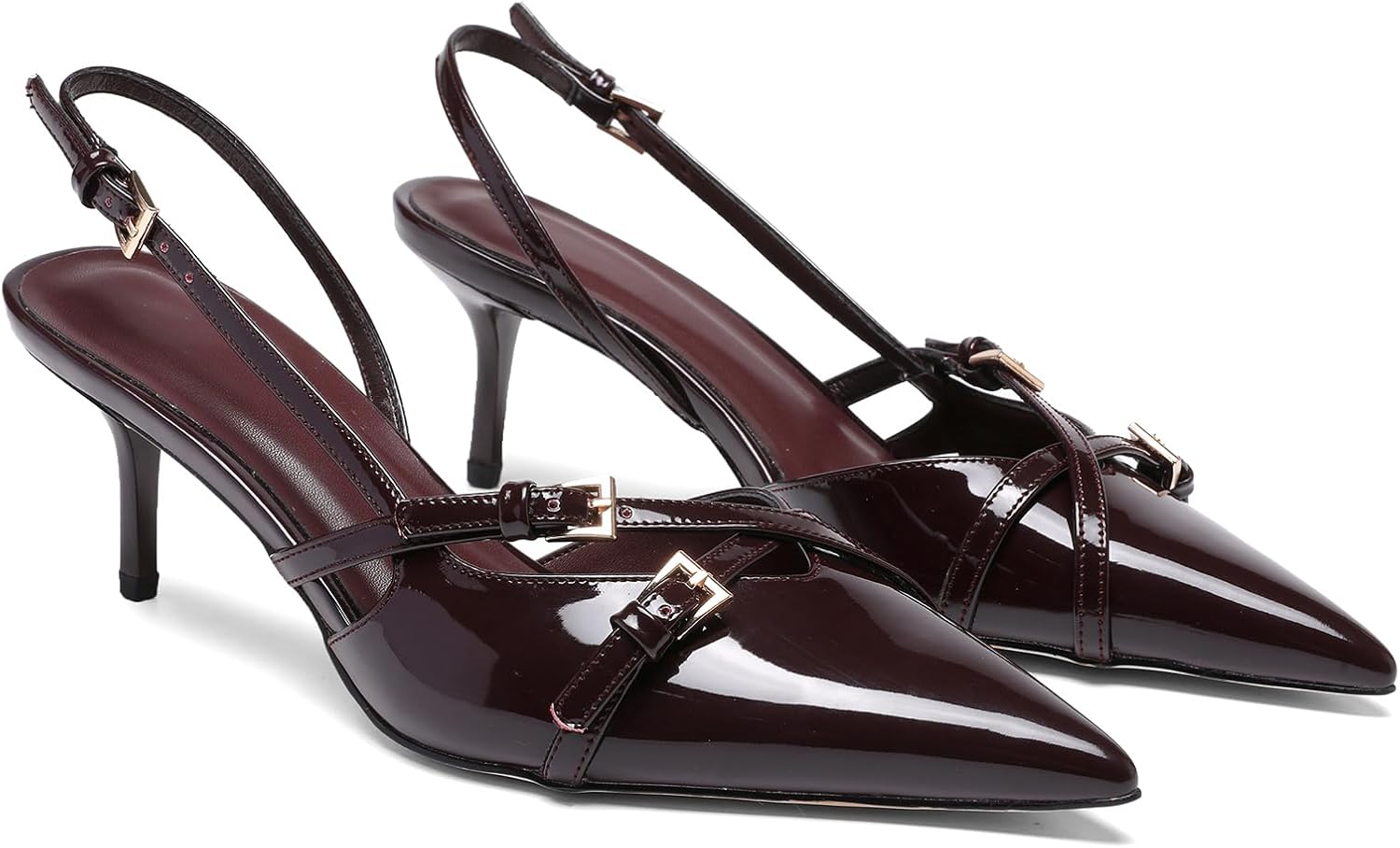 Heeled Slingback Women Pumps - Closed Pointed Toe