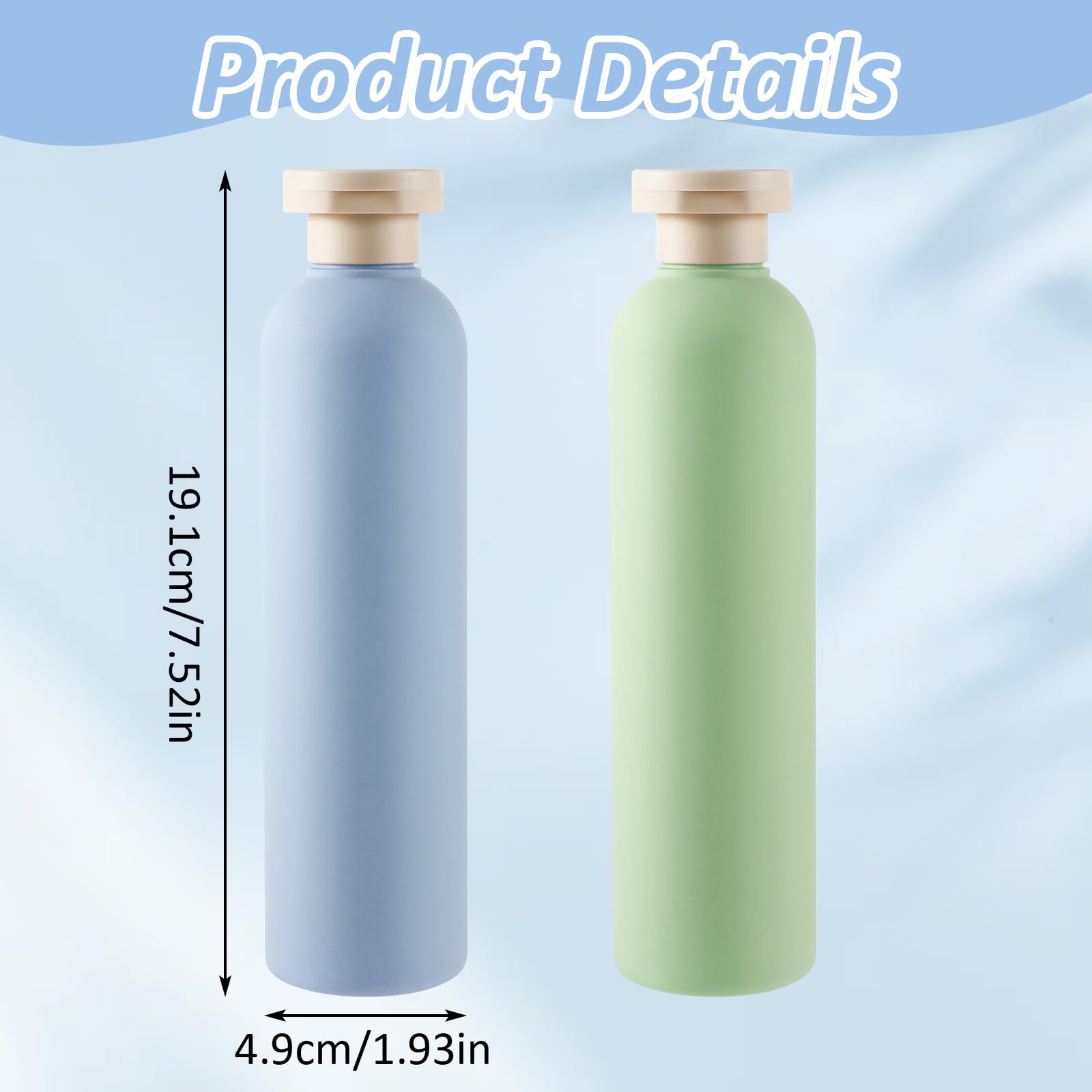 TIESOME Silikonowe butelki podróżne, 260 ml, 2 sztuki, szczelne, do wielokrotnego napełniania, zestaw przyborów toaletowych, szamponu, kremu, balsamu, gadżetów podróżnych