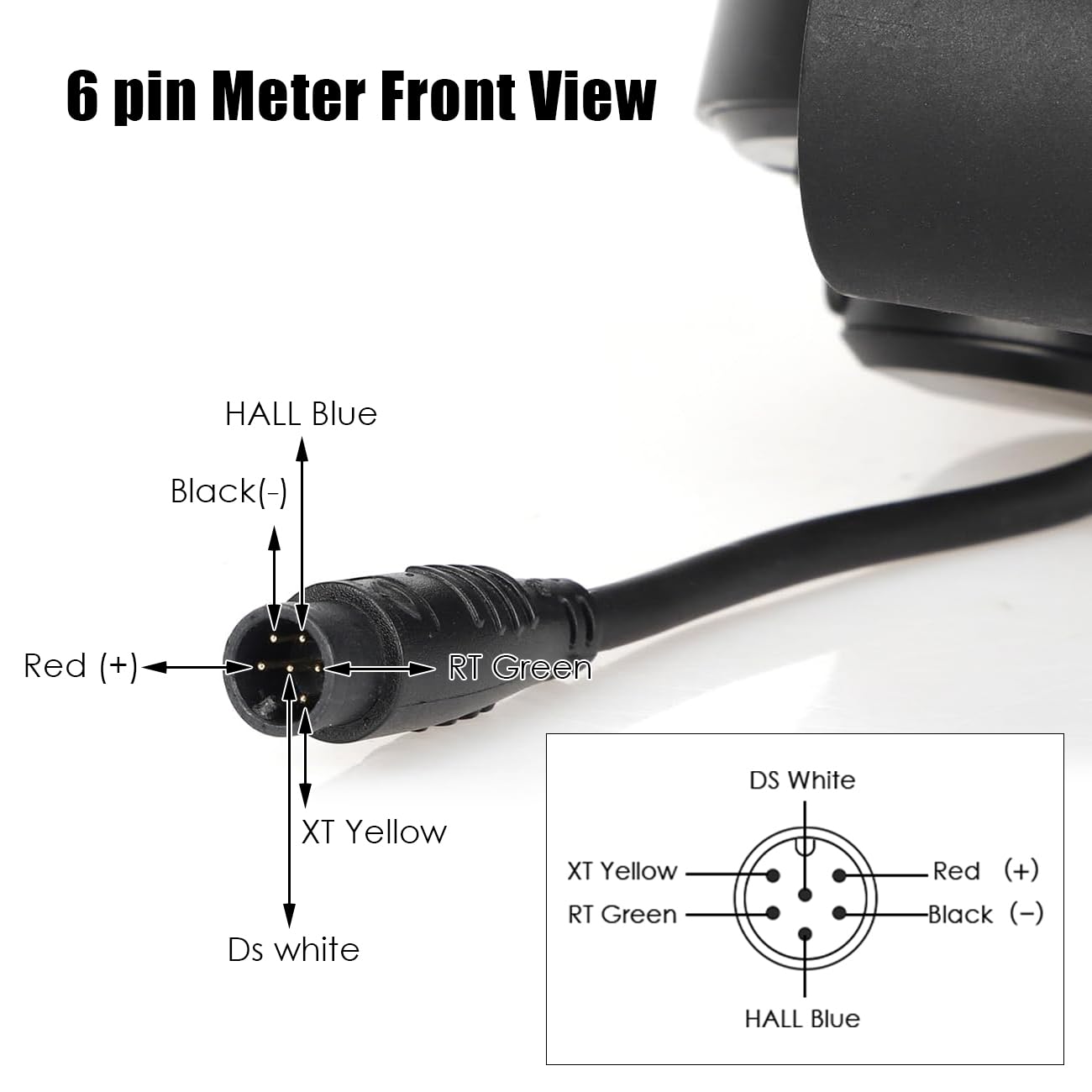 TF-100 6 PIN Electric Scooter Thumb Throttle Speedometer with LCD Display, 24V/36V/48V LCD Display Meter Finger Throttle, 2 in 1 Waterproof Plug for KUGOO M4/Pro Electric Scooter Parts (6 PIN)