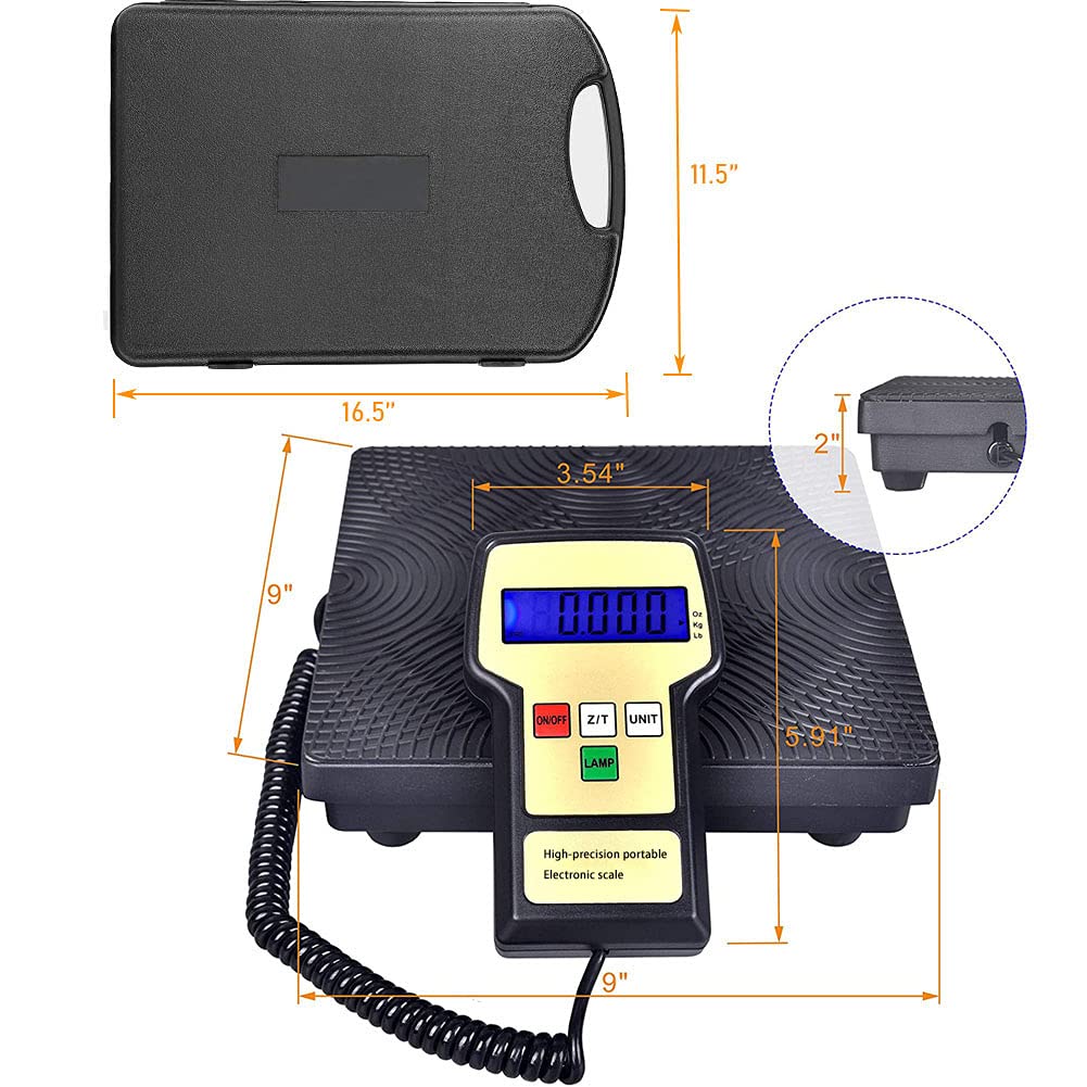 Creative Product Wale&Morn 220LB Portable High Accuracy A/C Electronic Digital Refrigerant Charging Weight Scale with Case, for HVAC