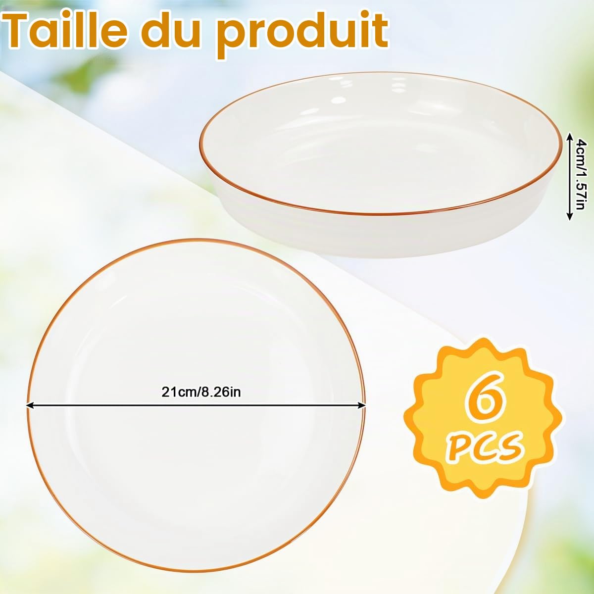 Assiettes À Petit-Déjeuner Assiettes Pour Enfants Avec Rebord Lavables Au Lave-Vaisselle Plates Service De Table Blanc Fabriquées En Porcelaine Pour Servir Plates 6 Personnes