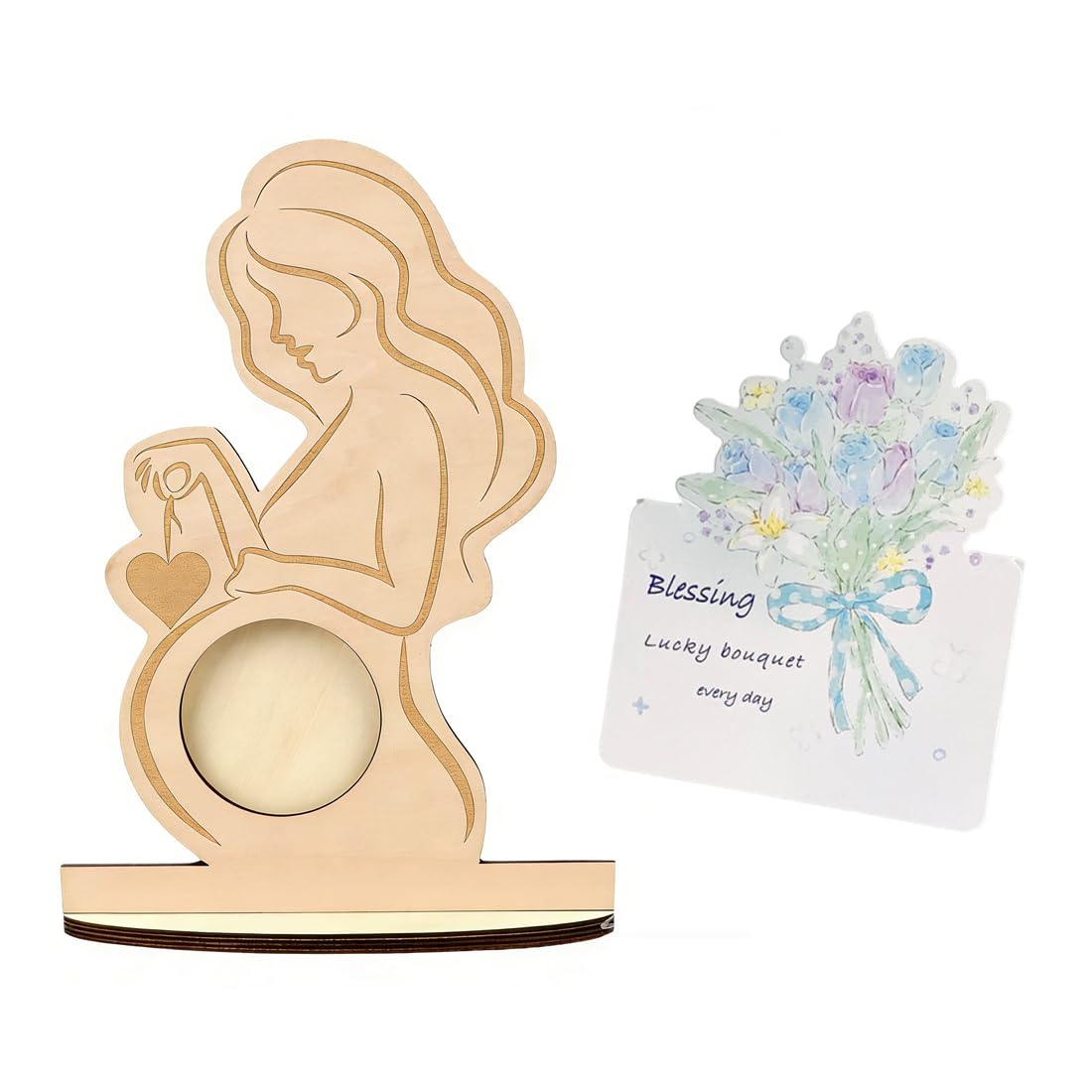 Cadre photo échographie + Carte de vœux, cadre en bois pour sonogramme bébé, cadeau spécial grossesse, baby shower ou Gender Reveal, décoration idéale pour futurs parents