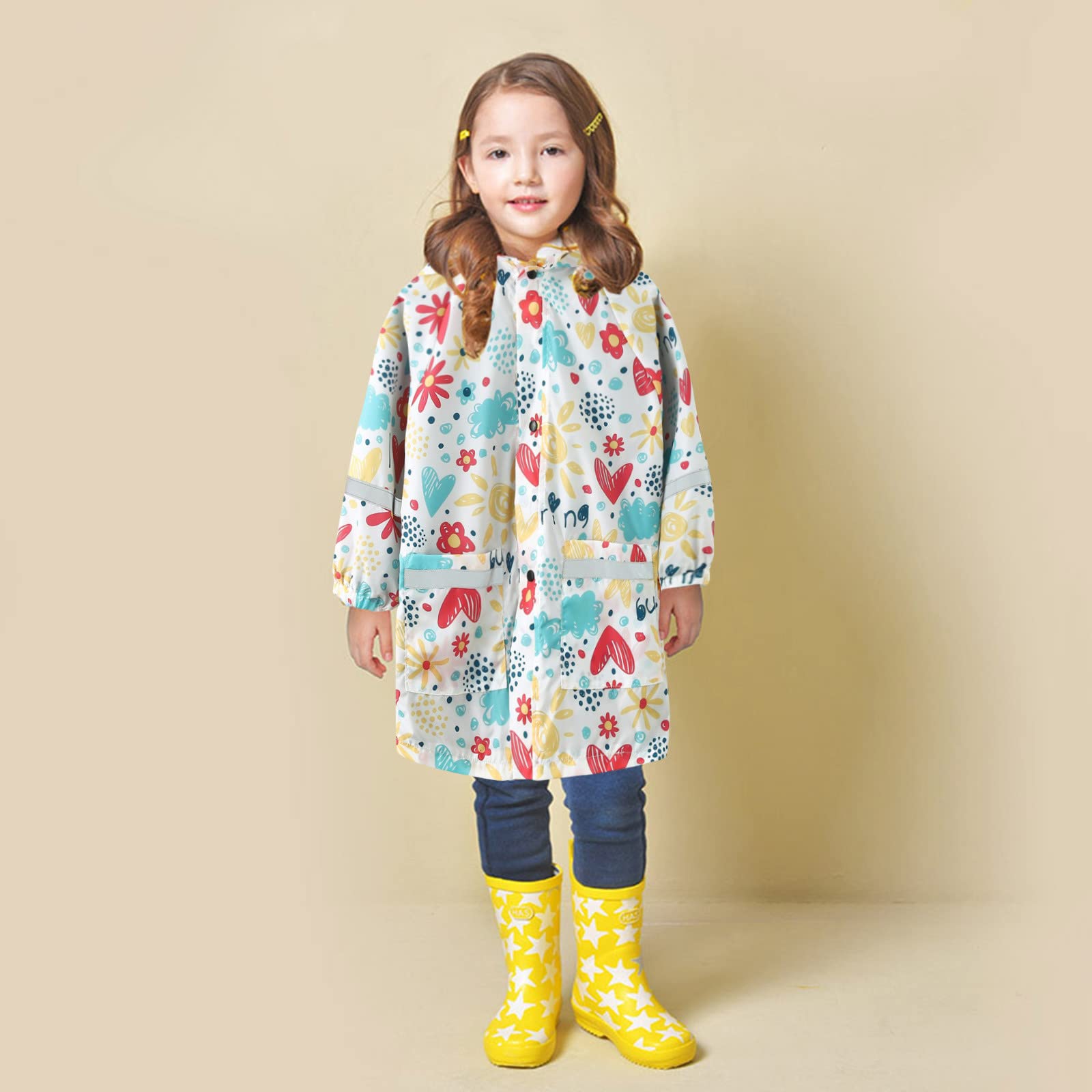 Rain Poncho Toddler Kids Clear Raincoat Boy Girl Hooded Rain Poncho Water-Proof Jacket Rain Coat (White, One Size) c81