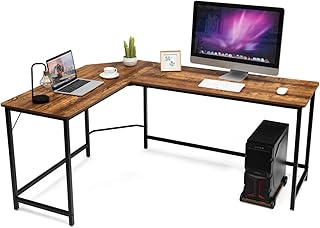 Multigot Computer Desk, Industrial Wooden Study Writing Desk with CPU Stand and Footrest, Home Office PC Workstation(168 x 125 x 75cm)