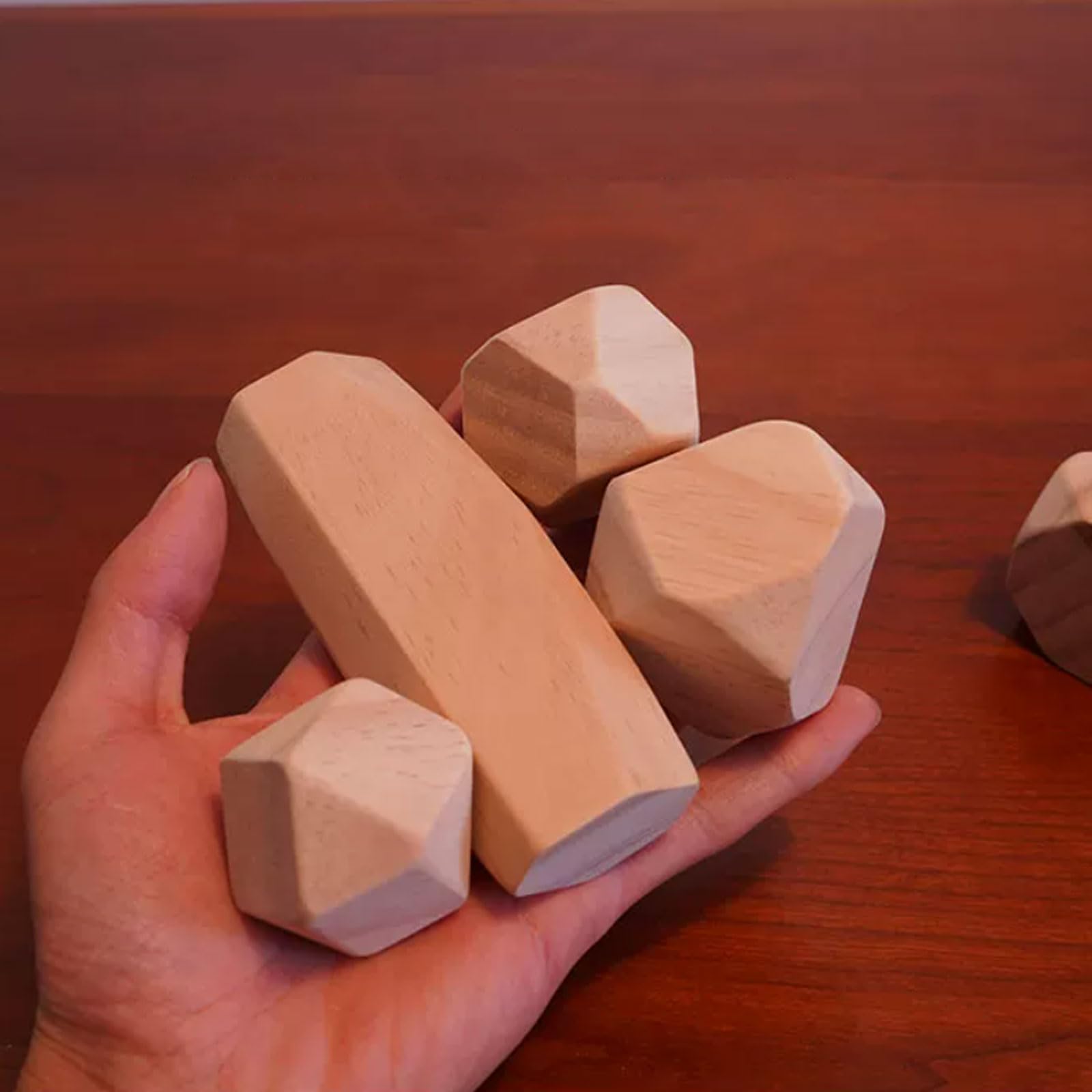 Bloques de Piedras apilables de Madera Natural Montessori sin Pintar
