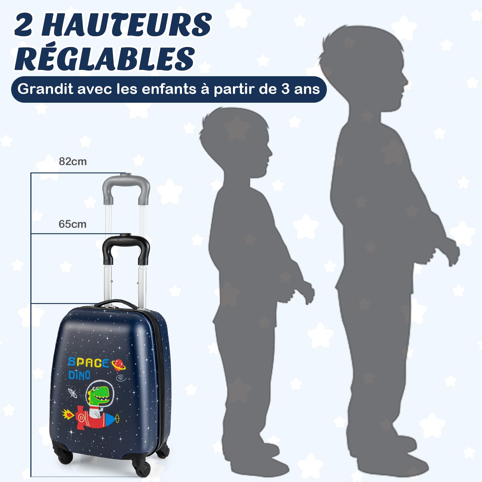 GOPLUS Valise Enfant à Garçon Filles 16”avec 12” Sac à Dos, Espace Suffisant, Surface Etanche, Valise Cabine Enfant roulettes Silencieuses et Lisses pour Bébé 3-8 Ans (Crocodile)