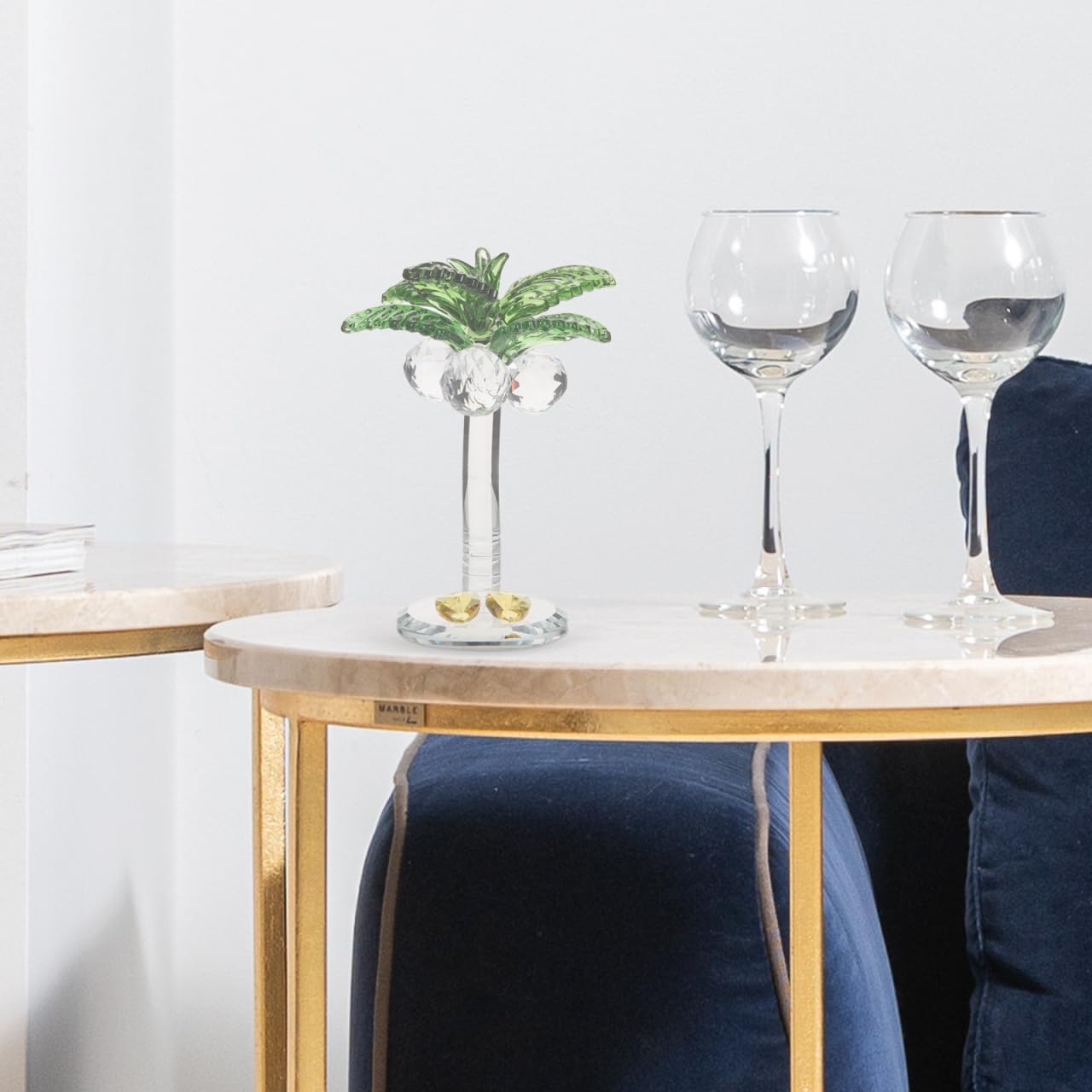 jojofuny Crystal Coconut Tree Ornament 3.93In Artificial Palm Tree Figurine Decorative Collectible Artwork for Home Office Desktop Decor