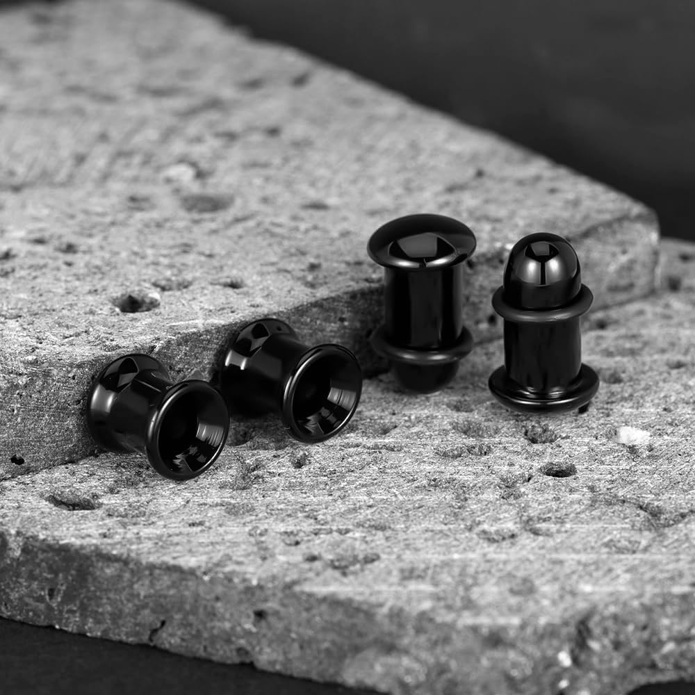 2 Pairs Glass Ear Stretching kits, Glass Ear Gauges Plugs Tunnels and Gauges Taper Expander with Rubber Rings, Hypoallergenic Body Piercing Jewelry for Women Men - Image 3