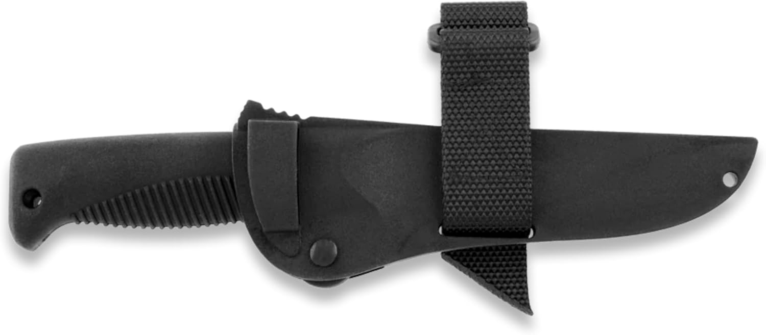 M07 Ranger Puukko Cerakote, Fixed Blade Knife, Composite Sheath, 80CrV2 Carbon Steel 4.68 inch Long Blade Hunting Knife with TPE Handle, Survival Knife for Outdoor Adventures, Black