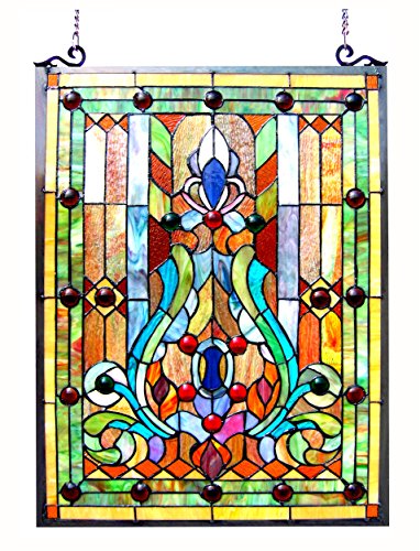 RADIANCE goods Tiffany-Glass Victorian Window Panel 18x24